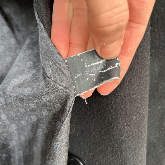 VTG Anne Klein Black Wool Cashmere Full Length Coat 14 A-Line Lined Button Front - Picture 12 of 12